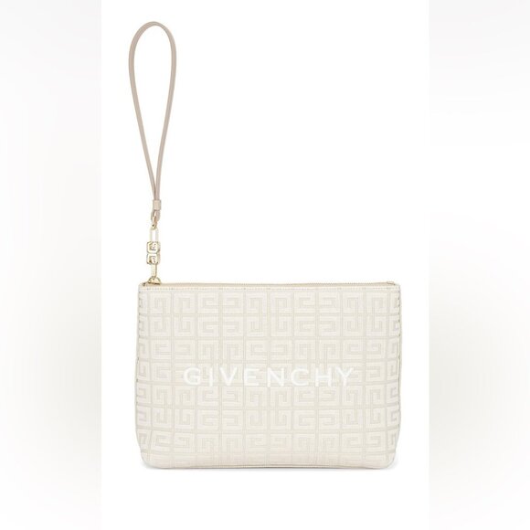 NWT GIVENCHY Travel Zip Top Pouch in Raffia with Wristlet - Picture 1 of 13